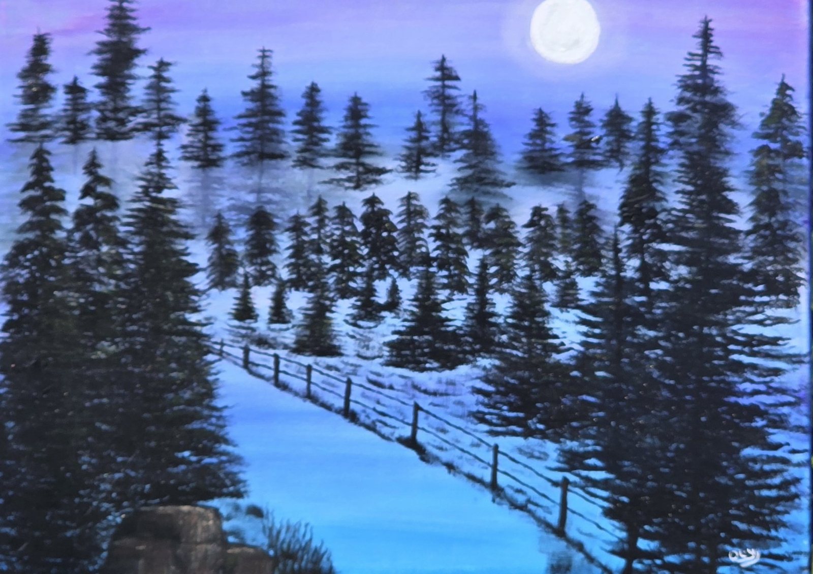 Full Moon At Midnight, acrylic painting by Olive Young