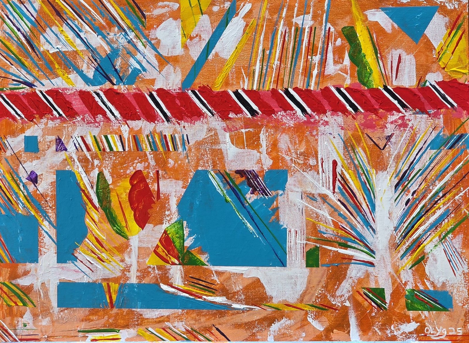 My Story - Orange Carnival, acrylic painting by Olive Young